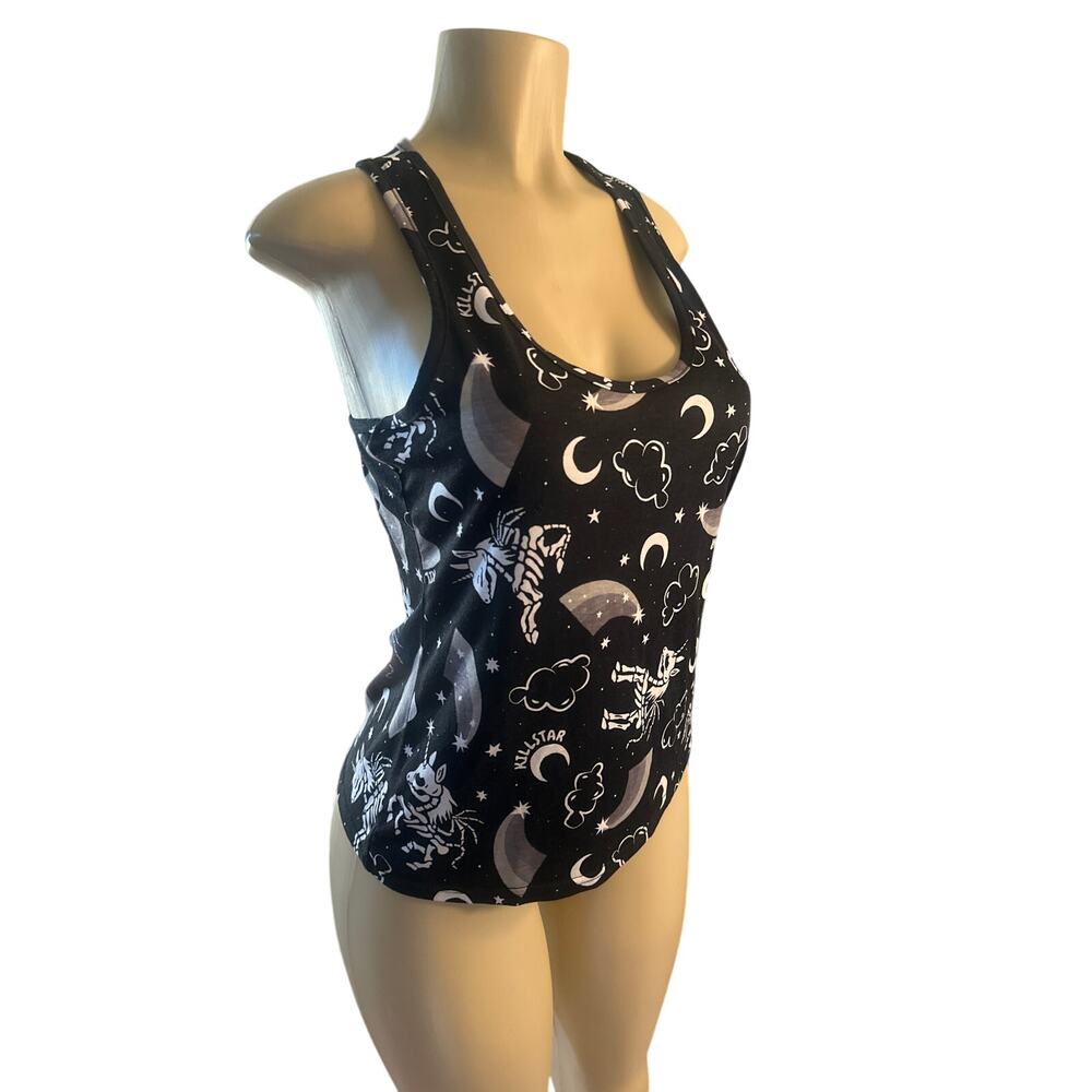 Women L Killstar Kill Star Moonbow Longline Black Printed Tank Top Punk Goth